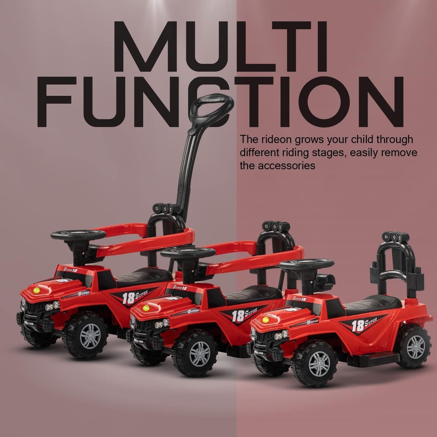 3 in 1 Super Push Car Red