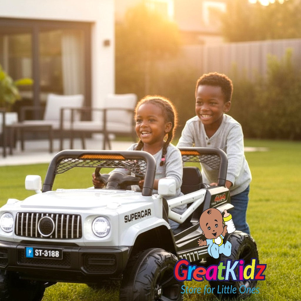 12 V Battery Powered  Rechargeable Jeep - White